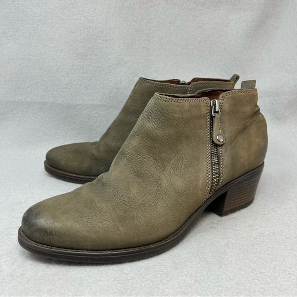 Tamaris Greenish Brown Leather Zip Ankle Boots Womens Size EU 38 - Picture 1 of 14